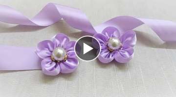 DIY Ribbon Flowers / How to Make Ribbon Plum Blossoms / Amazing Trick to Make Ribbon Plum Flowers