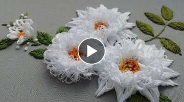 Beautiful White Flowers / 3D Embroidery / Easy Stitches