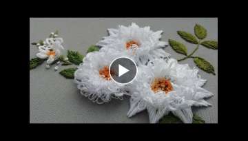 Beautiful White Flowers / 3D Embroidery / Easy Stitches