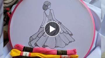 Amazing Hand Embroidery Doll design tutorial / Beautiful Hand Embroidery Doll design stitch