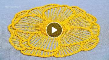 Tea Table Cloth Decor Idea / Very Easy and New Hand Embroidery Flower Design Trick