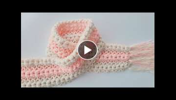 Crochet scarf: hollow stitch / connect a strip of spikes / fluffy and soft