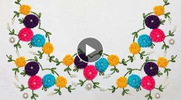Hand Embroidery: Braid Neckline Embroidery