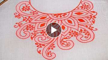 Amazing Hand Embroidery Tutorial / Cute Embroidery Design / New Hand Embroidery Neck Designs