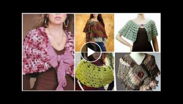 Trendy designer handmade crochet knitted lace pattern capelet shawl design / Boho crochet poncho ...