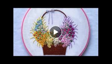 Wonderful a Basket of Flowers Hand Embroidery / Amazing Flowers Embroidery Design