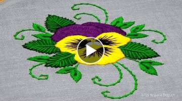 Pansy Flower Embroidery Class , Thread Dyeing , Needle Dyeing Pansy Flower