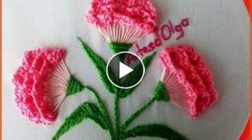 Hand embroidery / Carnation flowers / Step by step / Flores de clavel