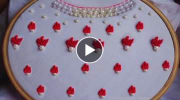 All over embroidery / Hand Embroidery Pearls Beads Embroidery Neck Design all over embroidery