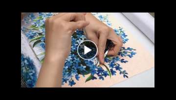 Embroidery by hand for a beautiful embroidery picture / Blue Phlox Flowers pattern