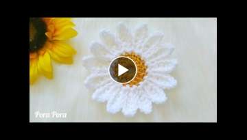 Marguerite Daisy flower work is done in this easy crochet flower tutorial for beginners