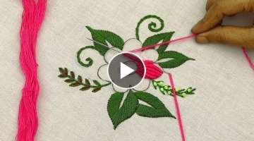 hand embroidery designs of a beautiful flower pattern with Brazilian embroidery stitches
