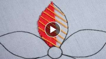 Hand embroidery with easy needlepoint woven stitching / beautiful elegant flower design
