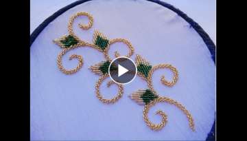 hand embroidery:brodeline embroidery with two colors of beads