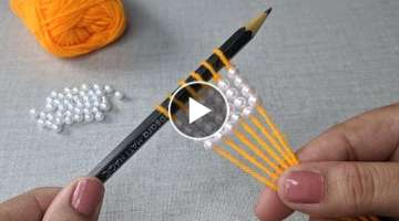 Amazing Hand Embroidery flower design trick with pencil / Very Easy Hand Embroidery flower design...