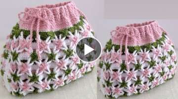 Bolso Fácil a Crochet Punto / 3D flores estrellas Mágicas tejido con ganchillo
