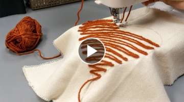 SUPER EASY Trick with Wool Yarn / Embroidery Tricks with Sewing Machine