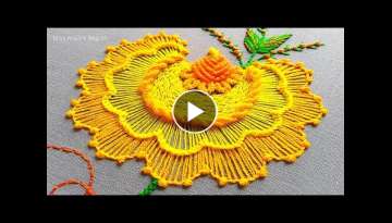 Yellow Embroidery Flower / Bright Embroidery Work / Embroidery Lover