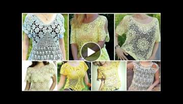 Trendy Top Fashion Gorgeous Crochet Embroidered Knitting Blouse Leaves Pattern Tops for girls