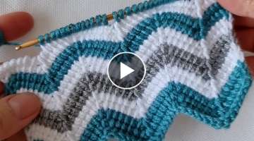 Very beautiful Tunisian zig zag knitting pattern blanket vest bag knitting pattern Tunisian croch...