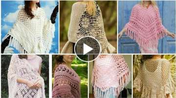 Stylish / Trendy Fancy Cotton yarn Crochet knitted poncho shawls/Impressive Cape shawls Designe I...