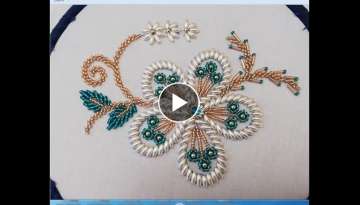 beautiful hand embroidery work / floral embroidery design with pearl beads