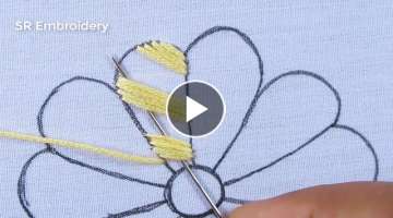 Hand Embroidery / New Herringbone Stitch and Colorful Flower Making / Easy Needlework Tutorial
