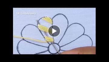Hand Embroidery / New Herringbone Stitch and Colorful Flower Making / Easy Needlework Tutorial