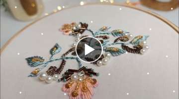 Easy hand Embroidery work for dress design / flower Embroidery