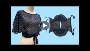 Very easy wrap blouse cutting and sewing / butterfly sleeves - butterfly blouse