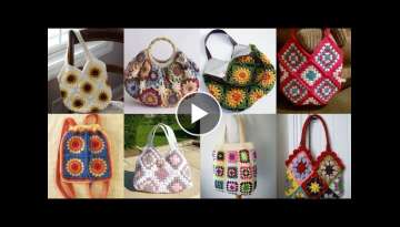Top stylish and trendy crochet granny squares hand bags designs / patterns for ladies