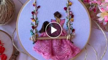 For beginners, how to draw and embroider a full circle / hand embroidery on the dress, hair and s...