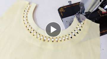 Learn to make the most beautiful and new Neck Design / Beautiful Neck Design with Pearls