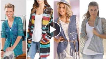 Crochet casual wear use cardigan vest jacket Design - Top Fashion