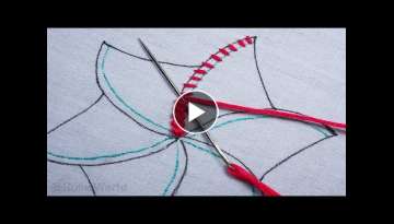 hand embroidery / beautiful raised chain stitch band needle work art flower design