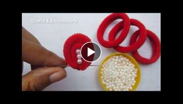 Hand Embroidery Trick - Sewing Hack, Amazing Flower Craft Ideas with Hair Rubber Band