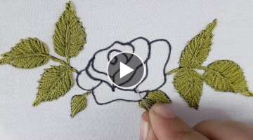 hand embroidery rose flower design with satin stitch
