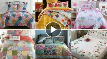 Very Beautiful and stylish applique work bedsheet design / quilted bedsheet ideas by pop up fashi...