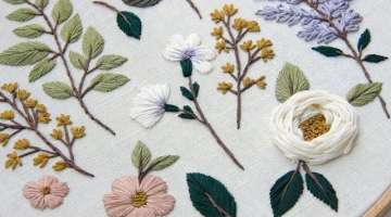 Embroidered Botanical elements for beginners