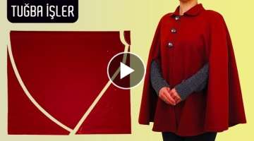Very Easy Round Poncho Cutting and Sewing