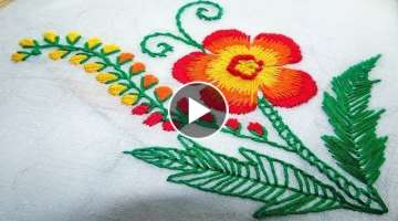 Beautiful Flower design for kurti/cushion cover / Hand Embroidery Stitch