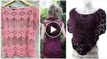 Trendy designer fashion hand knitted crochet bolero fancy thread cotton blouse / dress design