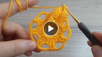 Crochet flower with 3D yarn leaves / Beautiful home decor / Beautiful flower weaving pattern maki...