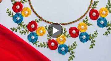 Hand embroidery / Neck embroidery with vivid colors