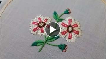 Stem stitch and chain stitch / hand embroidery flowers
