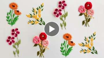 Hand Embroidery: 4 Embroidery Flowers / Dimensional Flowers