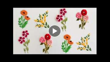 Hand Embroidery: 4 Embroidery Flowers / Dimensional Flowers