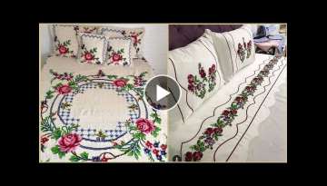 Top Class Cross Stitch Hand Embroidery Patterns For Bedsheets - Bed Sheet Embroidery Patterns & i...