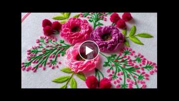 Beautiful 3D Roses Hand Embroidery Design / Easy Ways to Embroider / Tutorial for Beginners