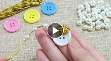 Amazing Hand Embroidery Button Flower Design Trick / Sewing Hack / Super Easy Flower Making Idea